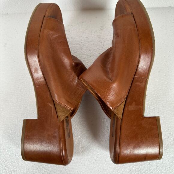 Miz Mooz Gwen Leather Platform Slip On Sandals Women's 41 / 11 Brown 2.5" Heel - Picture 12 of 13